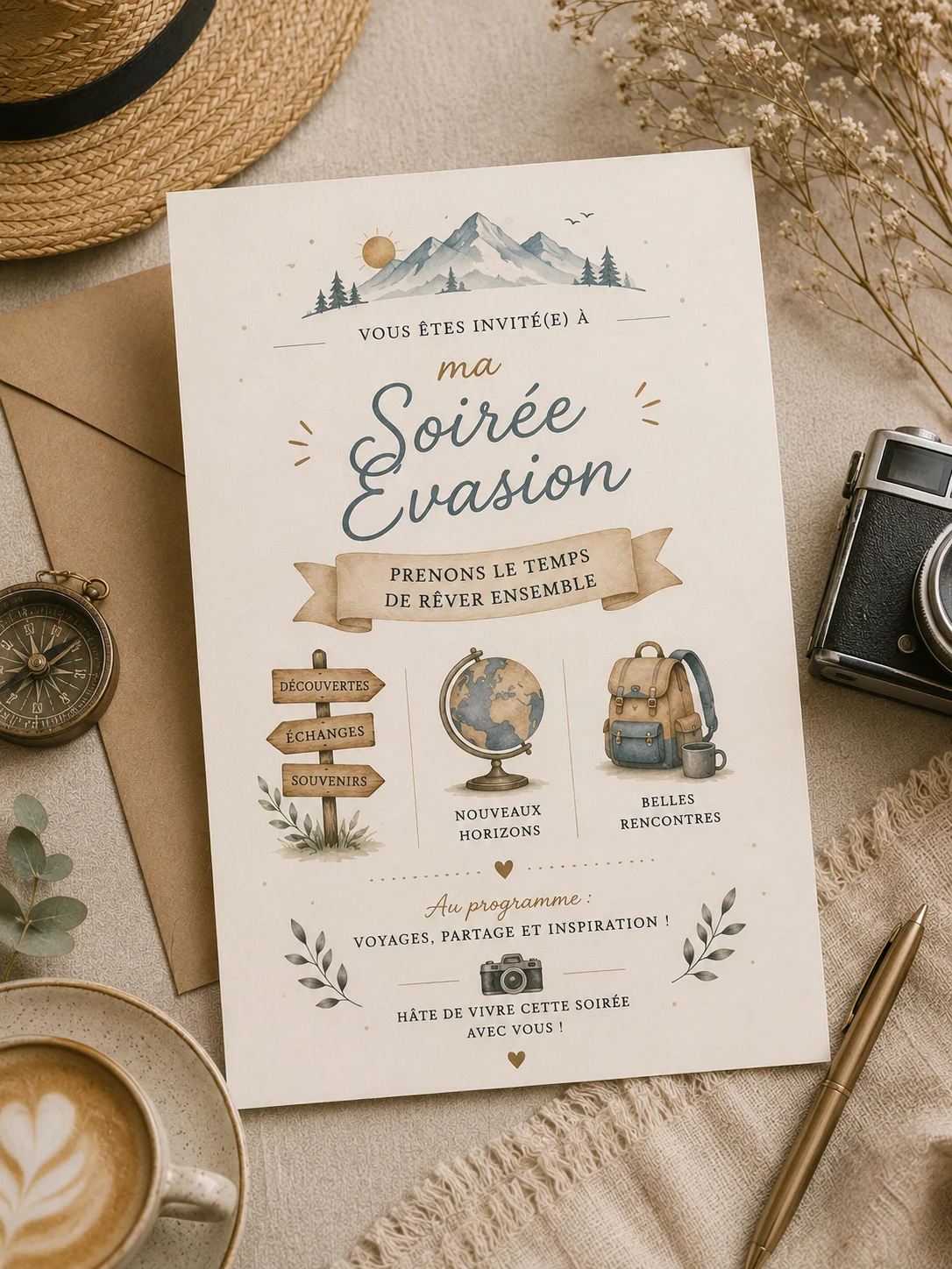 Invitation à une soirée d'évasion — illustration pour l'article « Soirée henné : invitations »