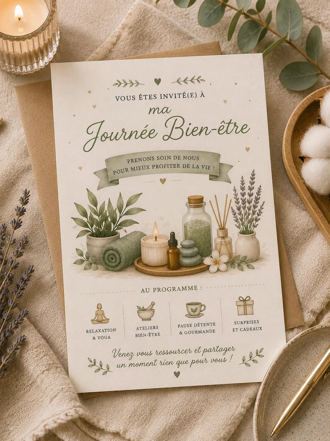Invitation bien-être et relaxation élégante — illustration pour l'article « Association : Subvention mairie justificatif effectif »
