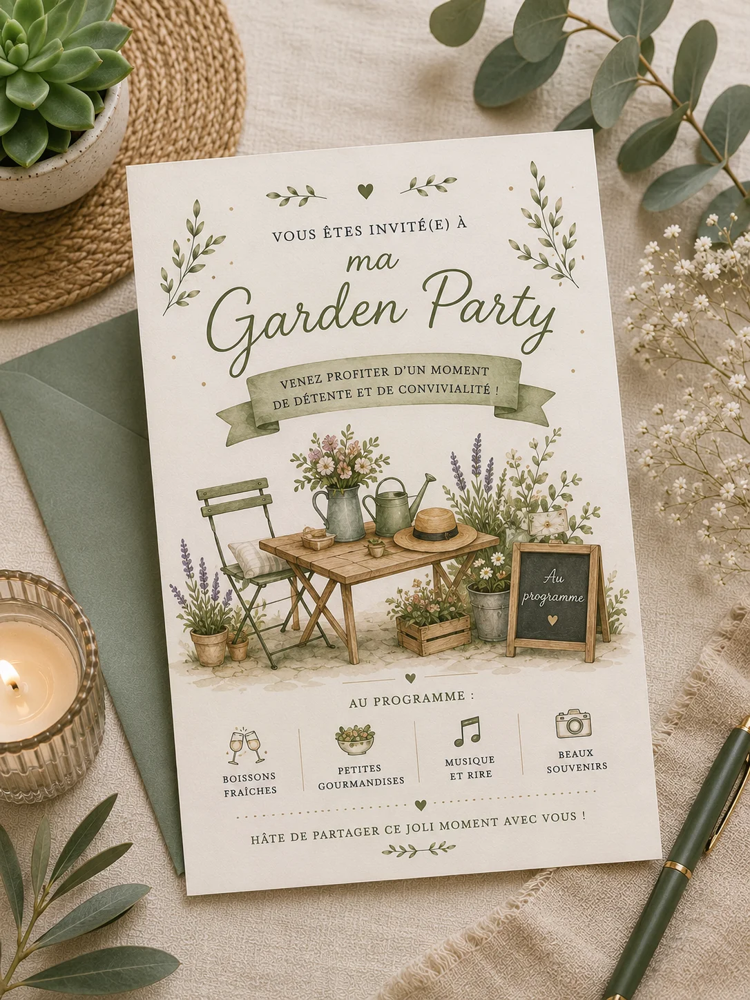 Invitation pour une garden party — illustration pour l'article « Comment inviter seulement au vin d'honneur ? »