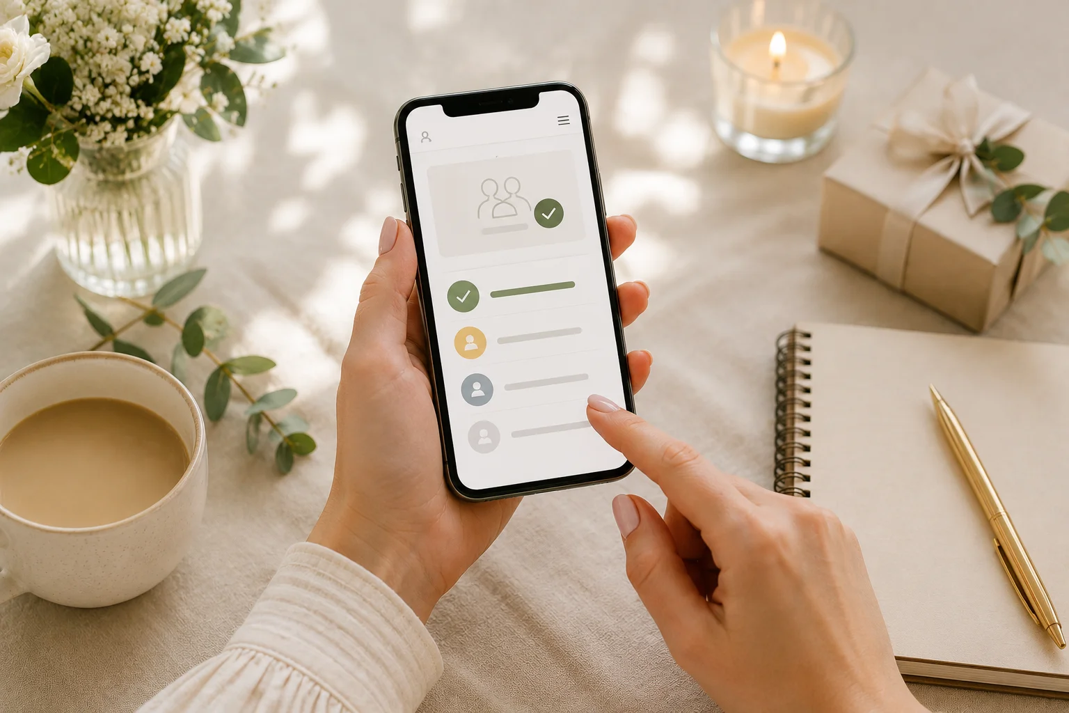 Moment de calme et de productivité — illustration pour l'article « Organiser son mariage sans stress : checklist organisateur »