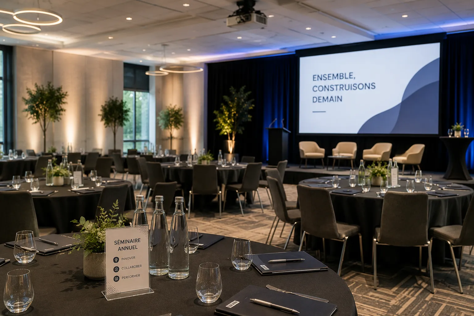 Salle de séminaire élégante et moderne — illustration pour l'article « Comment gérer les no-shows en séminaire ? »